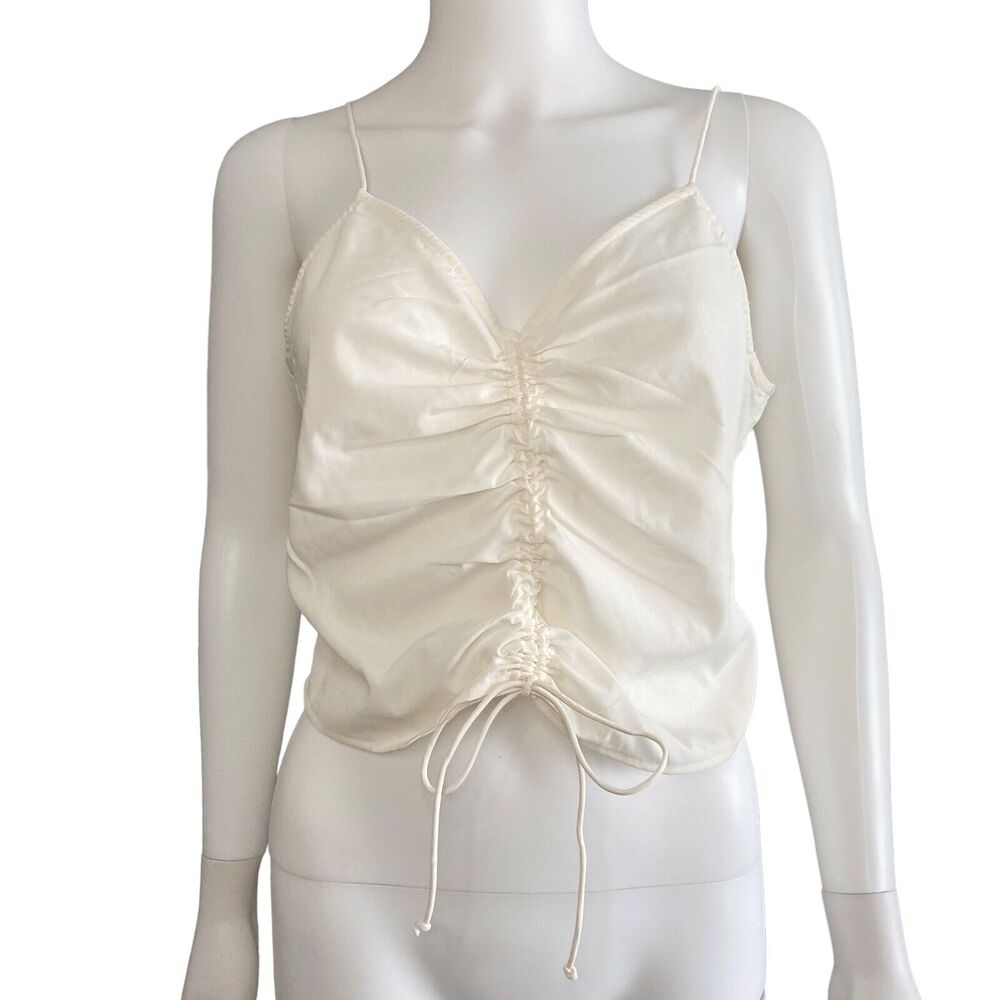 Vero Moda Chaddie Cami Tank Top Ruched Spaghetti Strap Lightweight Medium Ivory